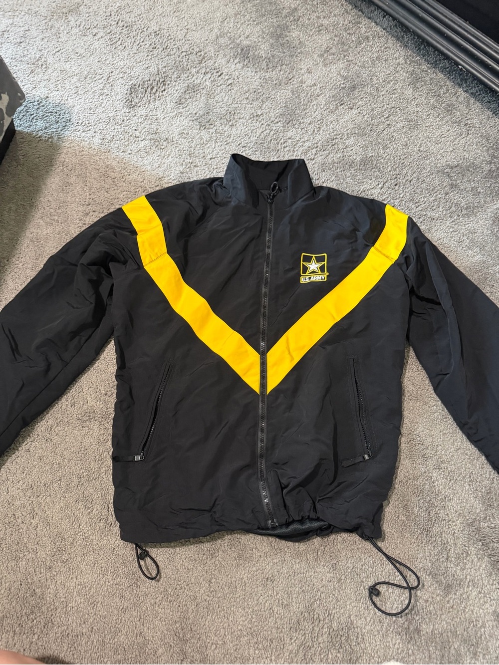 U.S. Army Black and Yellow V-Stripe Windbreaker Jacket